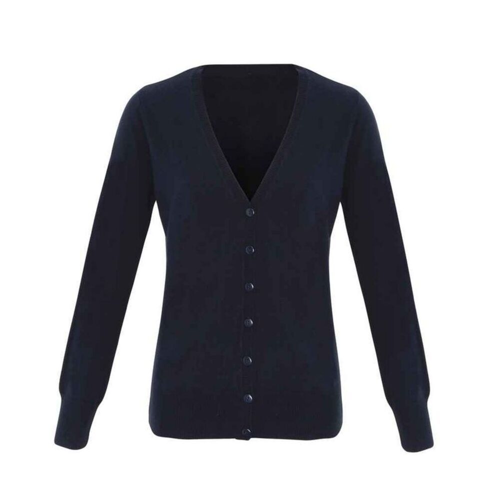 Premier Womens/Ladies Essential Acrylic V Neck Cardigan / Navy
